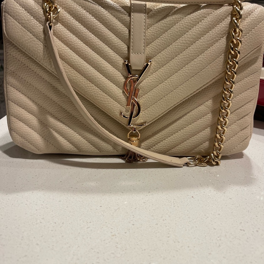 Yves Saint Laurent Beige Quilted Leather Shoulder Bag YSL